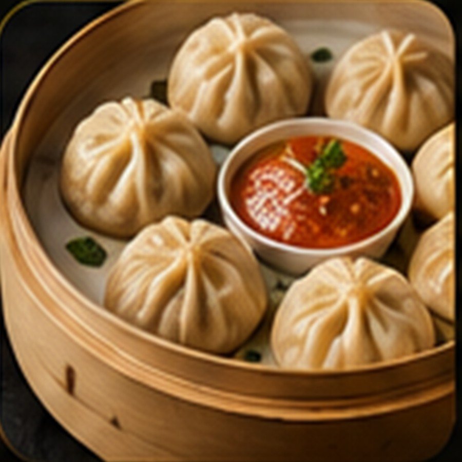 Veg Momos (Steamed) (8 Pcs)